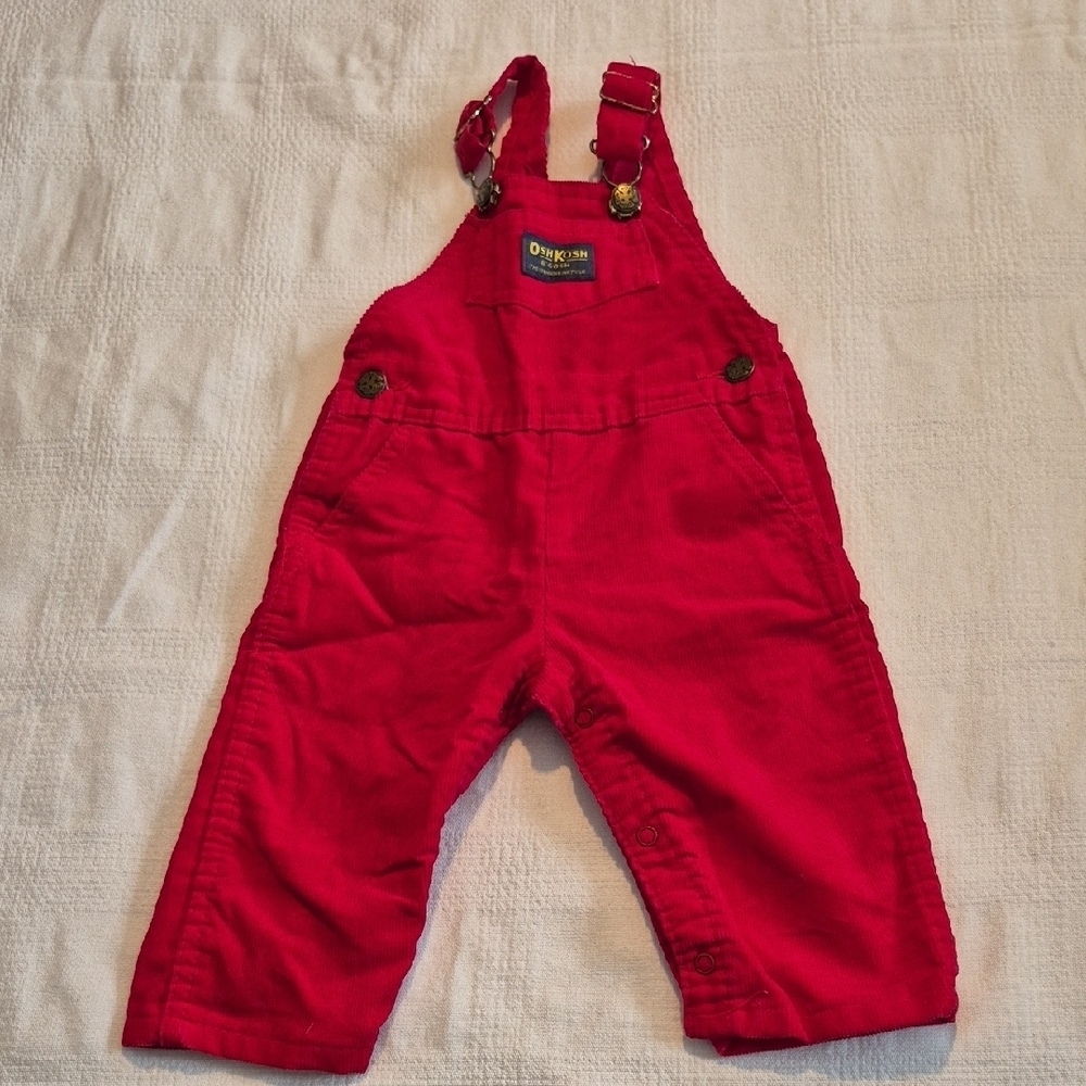 Vintage Oshkosh B'gosh 12 month red corduroy overalls, look new no swing tags